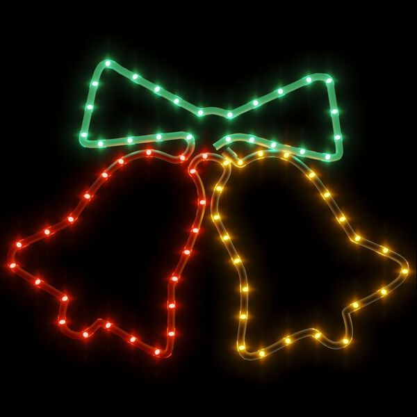 vidaXL Figurine clopoței de Crăciun cu 72 LED-uri, 2 buc., 50x56 cm