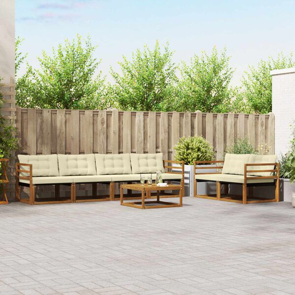 vidaXL Set de canapele de exterior cu pernă 7 pcs Natural și Crem