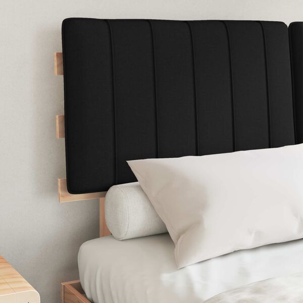 vidaXL Cadru de pat cu tăblie tapițată cu headboard Negru 135 x 190 cm