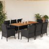 vidaXL Set mobilier de grădină cu perne, 9 piese, negru, poliratan