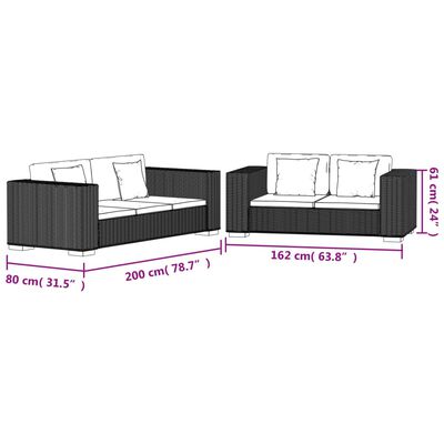 vidaXL Set canapele de 2 și 3 locuri din poliratan
