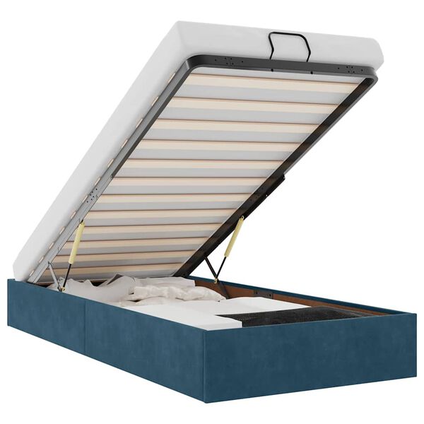 vidaXL Cadru de pat otoman fără saltea Albastru &icirc;nchis catifea