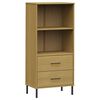 vidaXL Bibliotecă cu 2 sertare OSLO, maro, 60x35x128,5 cm, lemn masiv