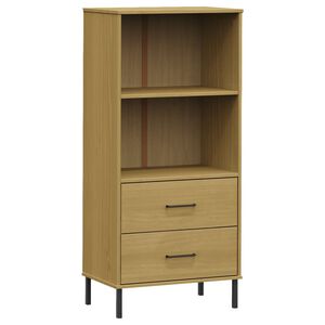 vidaXL Bibliotecă cu 2 sertare OSLO, maro, 60x35x128,5 cm, lemn masiv