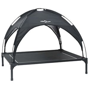 vidaXL Pat pentru c&acirc;ini 90 x 81 x 80,5 cm Oțel Negru