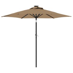 vidaXL Umbrelă soare de grădină st&acirc;lp din oțel/LED taupe 225x225x212cm