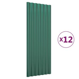 vidaXL Panouri de acoperiș 12 buc. oțel galvanizat verde 100x36 cm