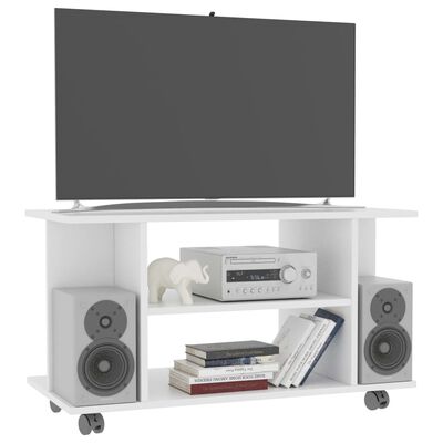 vidaXL Comodă TV cu rotile, alb, 80 x 40 x 40 cm, PAL