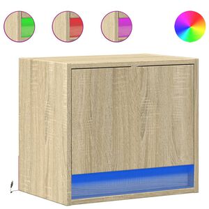 vidaXL Noptiere montate pe perete cu lumini LED, 2 buc., stejar sonoma