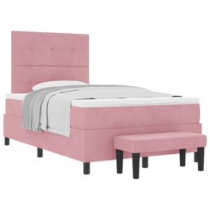 vidaXL Pat cu arcuri cu saltea cu headboard Roz 120 x 200 cm Catifea