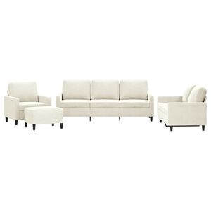 vidaXL Set de canapele cu perne, 4 piese, crem, catifea