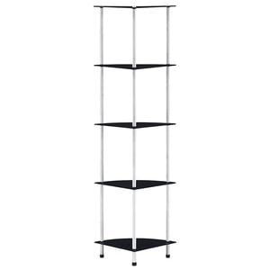vidaXL Raft cu 5 niveluri, negru, 30 x 30 x 130 cm, sticlă securizată