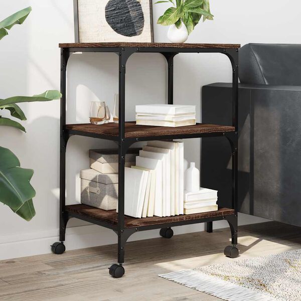 vidaXL Suport imprimantă, 3 niveluri, stejar maro, 50x41x75 cm, lemn