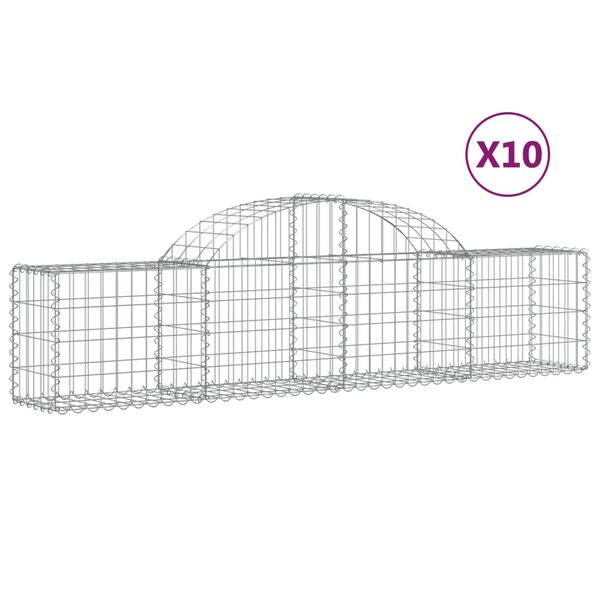 vidaXL Coșuri gabion arcuite 10 buc, 200x30x40/60 cm, fier galvanizat