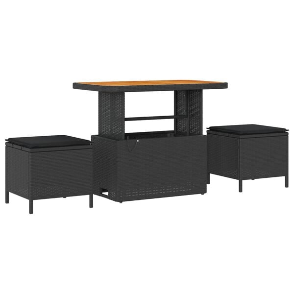 vidaXL Set de canapele pentru grădină cu pernă 10 pcs Negru poliratan