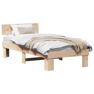 vidaXL Cadru de pat cu headboard natural 80 x 200 cm Lemn de pin masiv