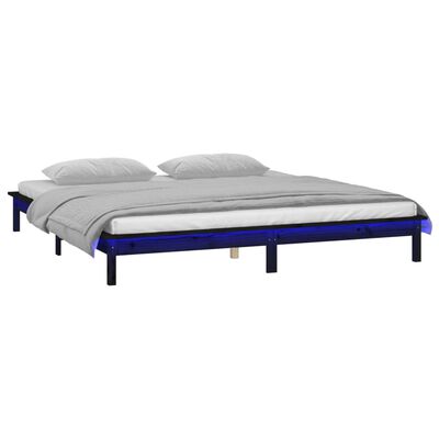 vidaXL Cadru de pat cu LED, negru, 120x200 cm, lemn masiv