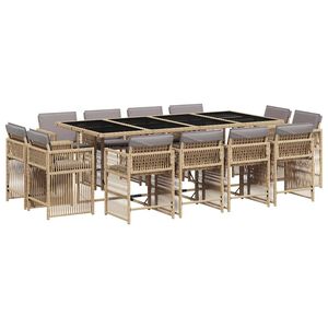 vidaXL Set mobilier grădină cu perne, 13 piese, bej combinat poliratan