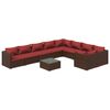 vidaXL Set mobilier de grădină cu perne, 10 piese, maro, poliratan