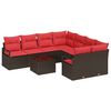vidaXL Set de canapea cu pernă 9 pcs Beige și Roșu poliratan