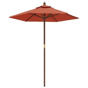 vidaXL Umbrelă de soare de grădină st&acirc;lp din lemn cărămiziu 196x231 cm