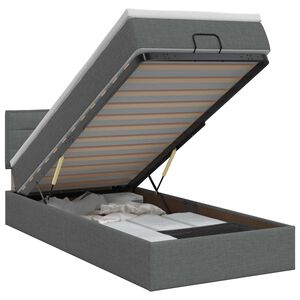 vidaXL Pat ottoman cu saltea Gri &icirc;nchis 90 x 190 cm Țesătură
