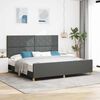 vidaXL Cadru de pat cu headboard Gri &icirc;nchis 200 x 200 cm țesătură