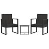 vidaXL Set mobilier de grădină cu perne, 3 piese, negru, poliratan