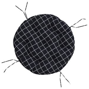 vidaXL Pernă rotundă, negru, &Oslash; 60x11cm, țesătură Oxford, model carouri