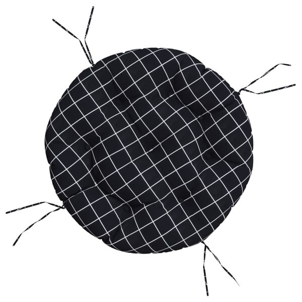 vidaXL Pernă rotundă, negru, &Oslash; 60x11cm, țesătură Oxford, model carouri