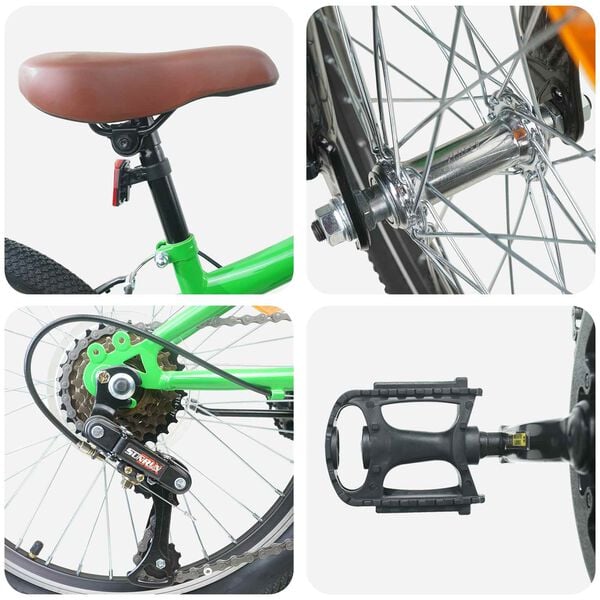 vidaXL Kids Mountain Bike 20 Inci 6-Speed pentru 5-8 ani Verde