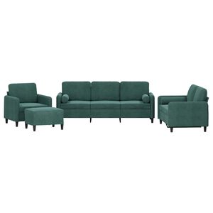 vidaXL Set canapea cu perne, 4 piese, verde &icirc;nchis, catifea