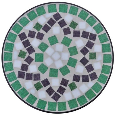 Masă laterală cu mozaic pentru plante, verde și alb