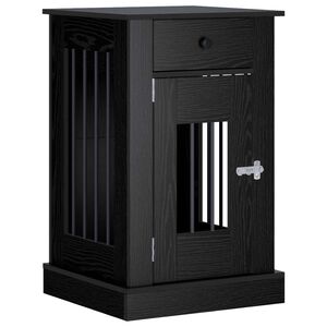 vidaXL Mobilă pentru cușcă de c&acirc;ine Stejar Negru 50 x 47,5 x 80 cm