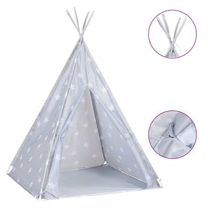 vidaXL Cort de copii teepee cu geantă, gri, 115x115x160 cm, poliester