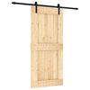 vidaXL Ușă glisantă Natural și Negru 95 x 210 cm Lemn de Pin Solid