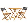 vidaXL Set mobilier bistro, 3 piese, negru, poliratan și lemn masiv
