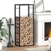 vidaXL Rastel pentru lemne de foc, negru mat, 50x28x132 cm, oțel