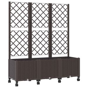 vidaXL Vază de gradină cu spalier și roți Maro 120 x 40 x 146 cm PP