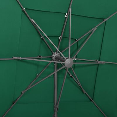 vidaXL Umbrelă de soare 4 niveluri, stâlp aluminiu, verde, 250x250 cm