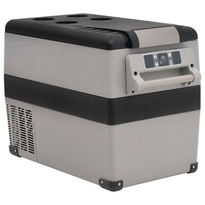 vidaXL Ladă frigorifică cu mâner, negru și gri, 45 L, PP și PE