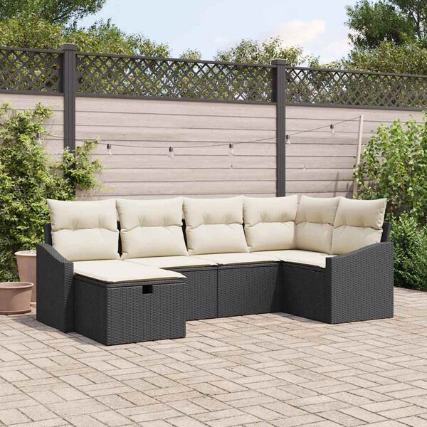 vidaXL Set de canapele pentru grădină 6 pcs Negru 55 x 62 x 69 cm