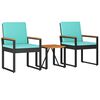vidaXL Set de Mobilier pentru Exterior cu pernă 3 pcs Negru și Turcoaz