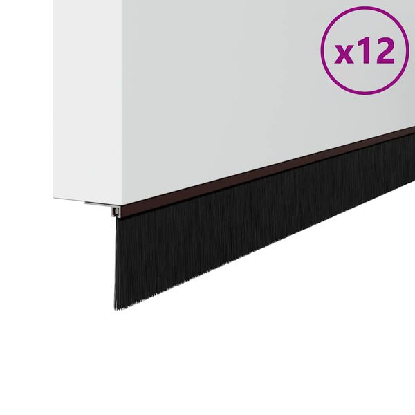 vidaXL Perdele de ușă cu perii cu montare prin &icirc;nșurubare 12 pcs Maro