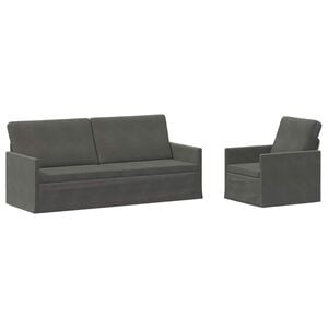 vidaXL Set de canapea 2 pcs Gri &icirc;nchis Țesătură din corduroy