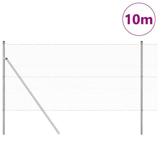 vidaXL St&acirc;lp de gard. Argintiu 10 x 1,4 m ( plasă de 36 mm) Oțel