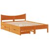 vidaXL Cadru pat cu sertare maro ceruit, 135x190 cm, lemn masiv de pin