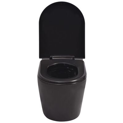 vidaXL Vas toaletă suspendat cu rezervor încastrat, ceramică, negru