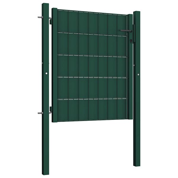 vidaXL Poartă de gard din PVC și oțel, verde, 100x100 cm