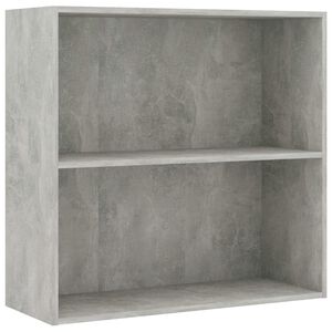 vidaXL Bibliotecă cu 2 rafturi, gri beton, 80 x 30 x 76,5 cm, PAL